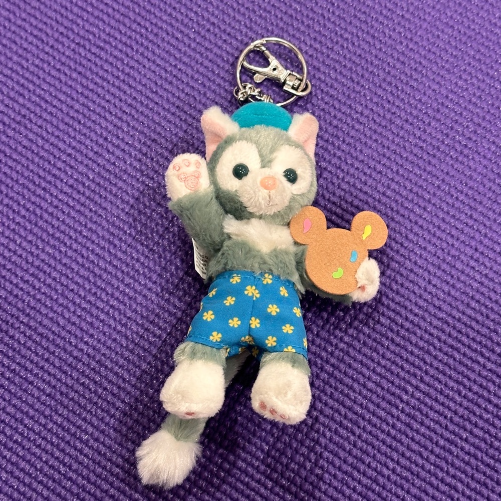 Plush Cat Keychain with Blue Outfit